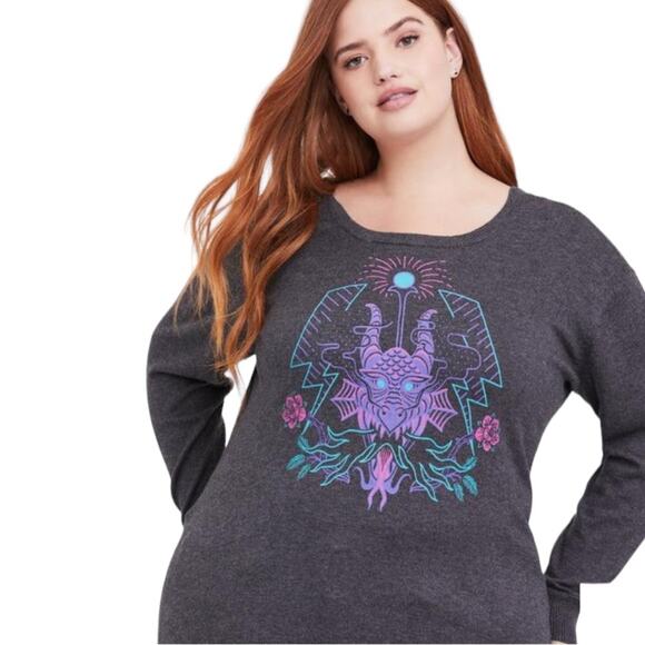Disney Villains Maleficent Sweater-knit Crisscross Back Top W-322 Plus Size 1X - Picture 1 of 9